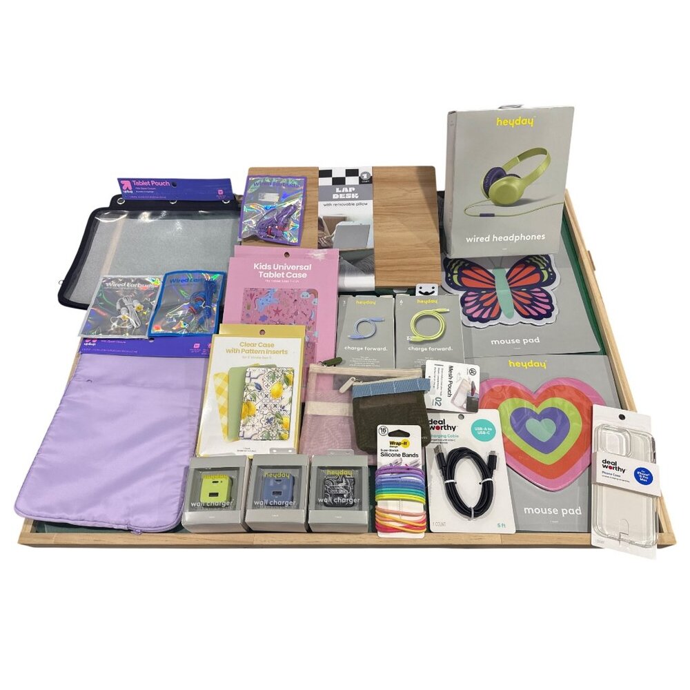 20-Piece Tech Accessory Bundle – Chargers, Cables, Earbuds, Tablet Case & More!